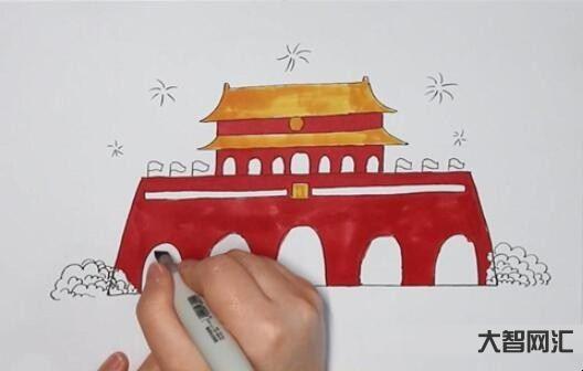 天安门简笔画怎么画