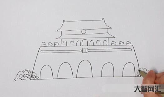 天安门简笔画怎么画