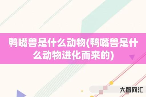 给大家科普下鸭嘴兽是什么动物-鸭嘴兽是什么动物进化而来的-大智网汇