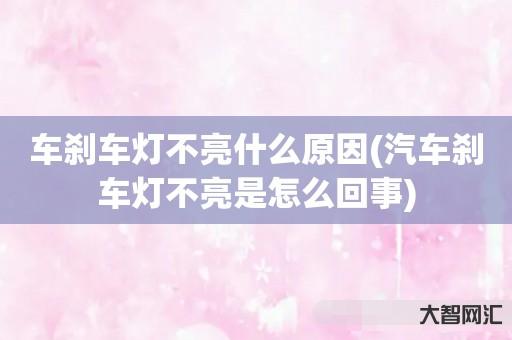 谁知道车刹车灯不亮什么原因-汽车刹车灯不亮是如何回事-大智网汇