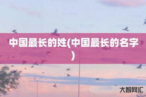 谁知道中国最长的姓-中国最长的名字-大智网汇