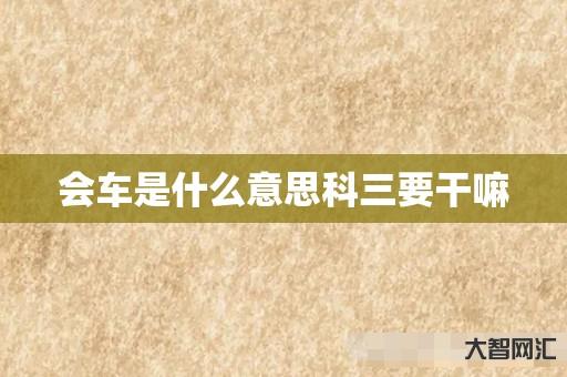 给大家科普下会车是什么意思科三要干嘛-大智网汇