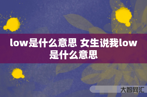 谁知道low是什么意思 女生说我low是什么意思-大智网汇