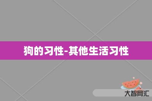 狗的习性-其他生活习性 狗的习性-其他生活习性